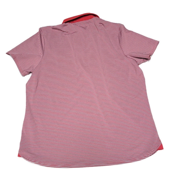 UNDER ARMOUR Polo Clubhouse Golf Striped Red/Gray Loose Top 1270480-600 - Picture 2 of 6